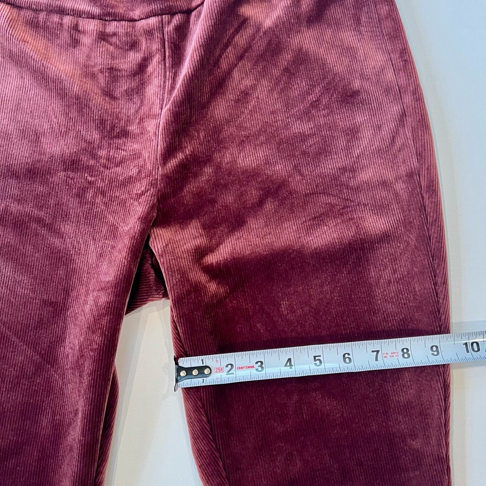 Nanette Lepore Crushed Velvet Ribbed Burgundy Red Leggings Extra Large - Picture 5 of 10
